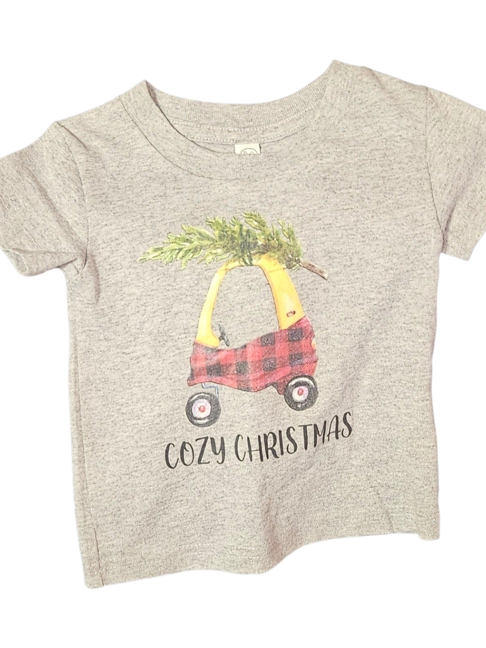 Rabbit Skins Gray Kids Cozy Christmas Graphic Tee